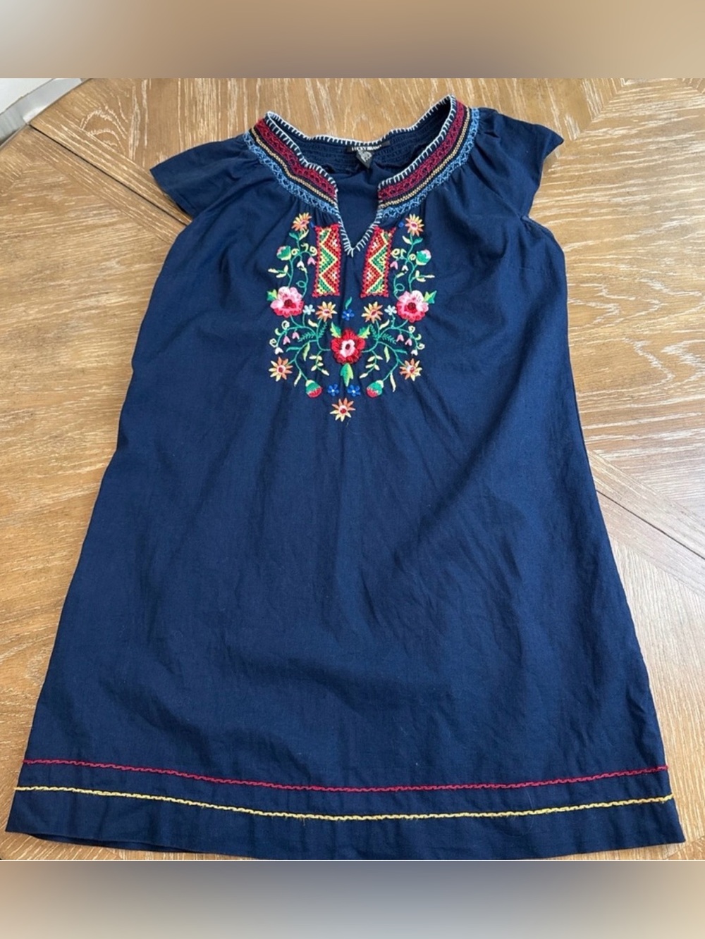 Lucky Brand Navy Embroidered Floral Dress